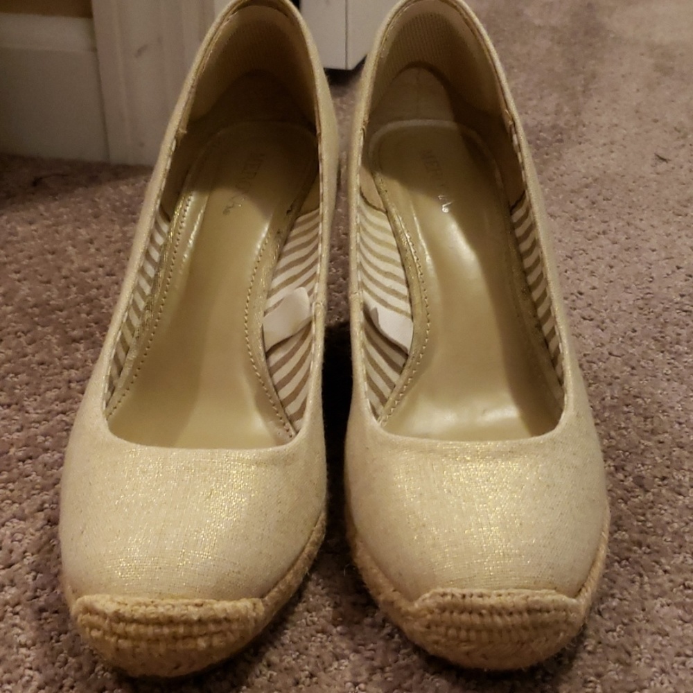 Light gold espadrille wedges